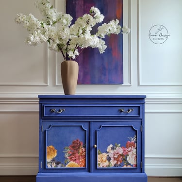 Buffet. Antique Sideboard. Painted Furniture. Vintage Buffet. Table. Server. Painted Furniture. Petite Buffet. Floral Cabinet. 