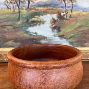 Free shipping within continental US - Vintage Hand-Turned Decorative Teak Wood Bowl by Winesome, Made in Thailand 