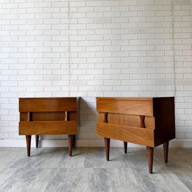 Vintage MCM walnut nightstands by American of martinsville 