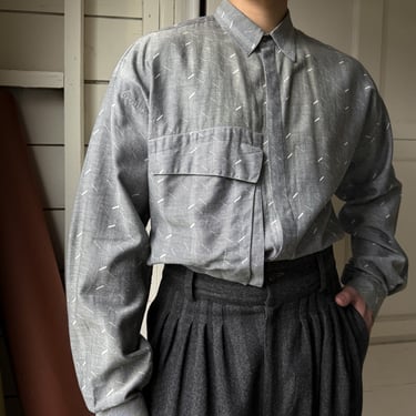 80s Versace Light Gray Shirt | L