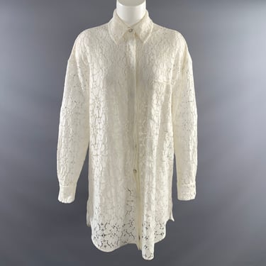 ALEXANDRE VAUTHIER Size M White Cotton Blend Lace Snaps Shirt