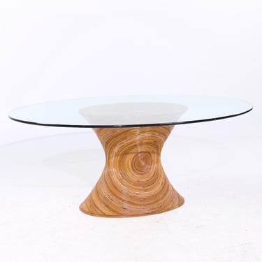 Gabriella Crespi Style Pencil Reed Mid Century Rattan Dining Table - mcm 