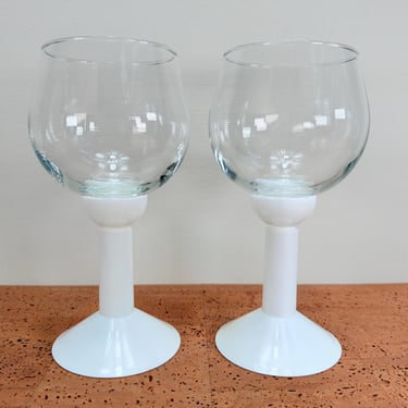 Bodum Oktett (2) Wine Glasses | Carsten Jorgensen | White Plastic Glass Bowl | 1970s 1980s 