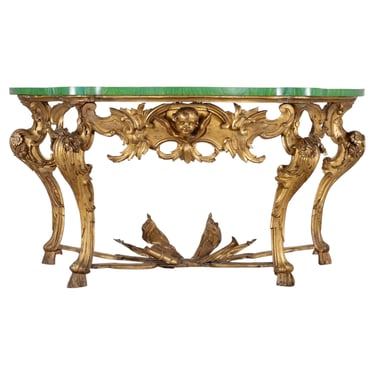 18th Century Italian Rococo Carved Giltwood Console Table
