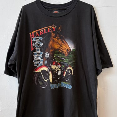 Vintage 90's Harley Davidson Wild Breed Motorcycle Biker Black T Shirt XXXXL 