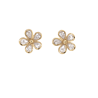 Diamond Flower Stud Earrings