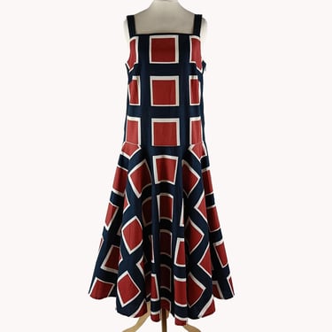 Marimekko 1971 Geometric Print Cotton Circle Dress Size EUR 38/UK 10/US 6 