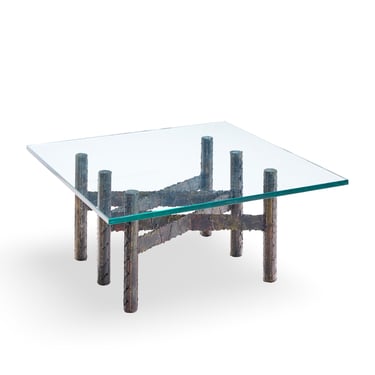 Paul Evans Brutalist Mid Century Patinated Steel and Bronze Coffee Table - mcm 