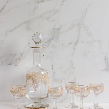 1940s french gold lace decanter set