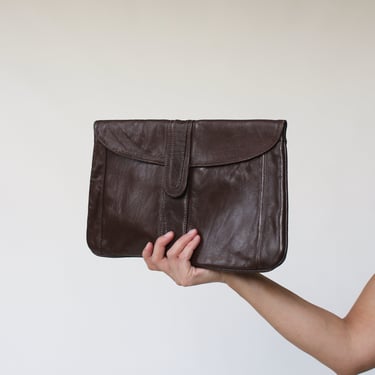 Vintage Chocolate Leather Clutch