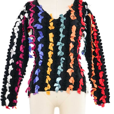 1980s Betsey Johnson Punk Label Bow Blouse