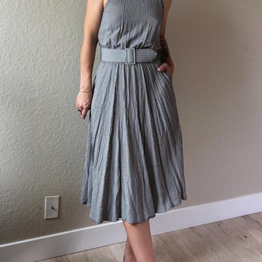 Y2K Black White Gingham Dress w Belt Y2K The Limited Dress Y2K Gingham Midi Dress Monochrome Midi Dress Ginham Plaid Midi Dress w Pockets 