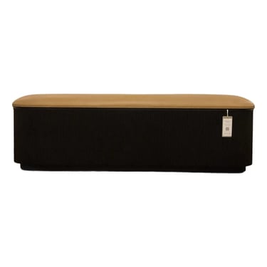 Caracole Modern Reeded Camel Leather for the Love of Bed Storage Bench