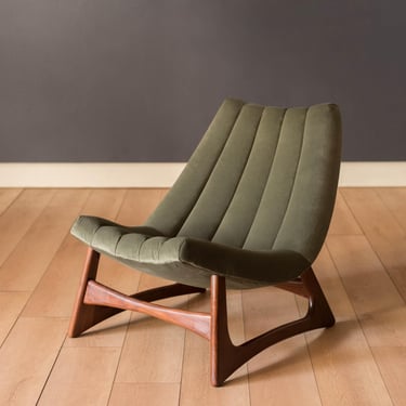 Vintage Sculptural Solid Walnut Tufted Slipper Lounge Chair by Adrian Pearsall 