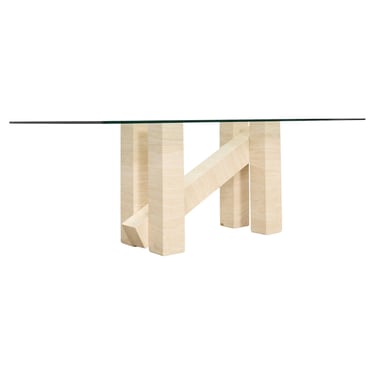 Italian Midcentury Sculptural Travertine Dining Table 7 Ft.