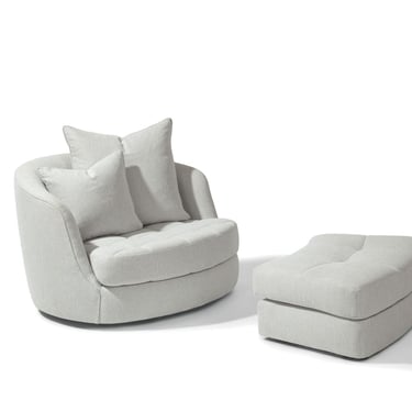 Milo Baughman for Thayer Coggin Giant Tub Swivel Chair and Ottoman in COM