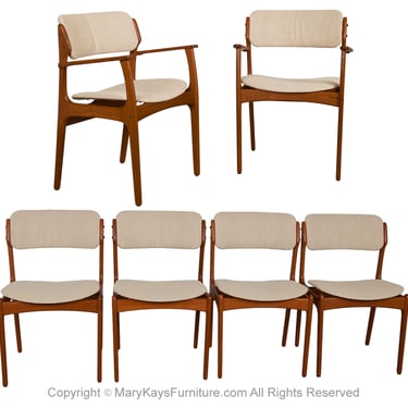 Set of 6 Mid Century Erik Buch Teak Dining Arm & Side Chairs 