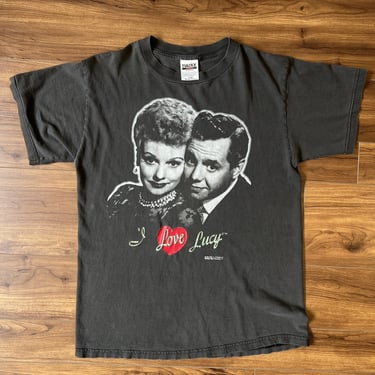 Vintage 80s I love Lucy Lucille Ball Desi Arnaz Cotton Black Tee T shirt S M 