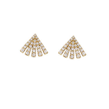 Diamond Fan Stud Earrings