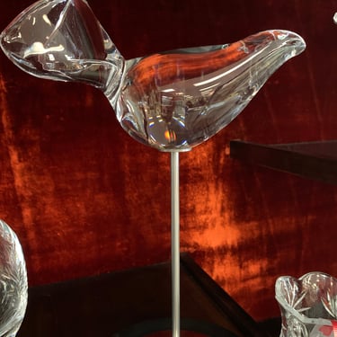 Steuben Glass Bird on Stand