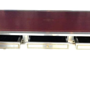John Vesey Stainless Steel & Bronze Desk with Red Leather Top, USA, Late 20th C.