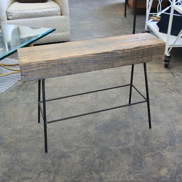 Custom Reclaimed Fir Beam and Steel Small Bench/Stool