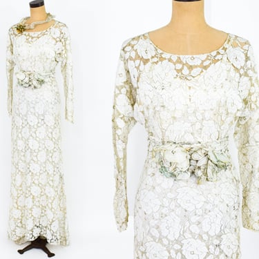 1930s Lace Wedding Gown | Vintage Wedding Dress | Small 