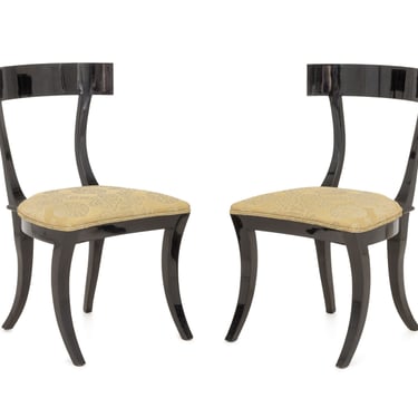 Pair of Contemporary Ebonized Wood Klismos Dining Chairs