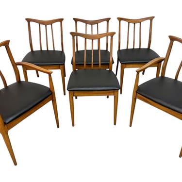 Mid-Century Modern Blowing Rock Walnut Dining Chairs - Set of 6 