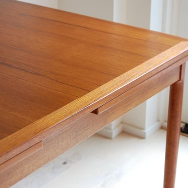 Danish Modern Teak Extendable Dining Table, 51-Inch Rectangular 