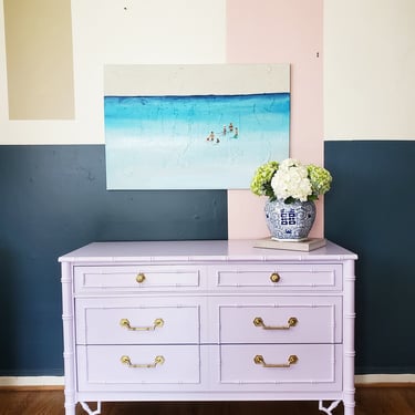 Shipping is not free! Thomasville faux bamboo dresser lavender 