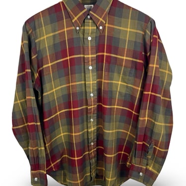 Vintage 1960s ARROW Cotton Plaid Button-Down Shirt ~ M ~ Ivy / Mod / Preppy / Trad ~ Sanforized 