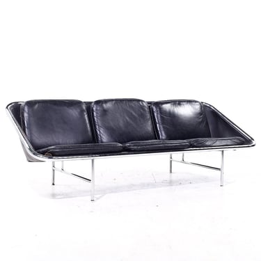 George Nelson for Herman Miller Mid Century Leather and Chrome Sling Sofa - mcm 