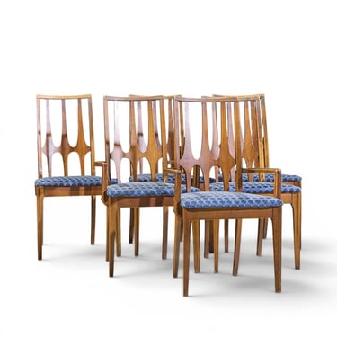 Broyhill Brasilia Mid Century Walnut Dining Chairs - Set of 6 - mcm 