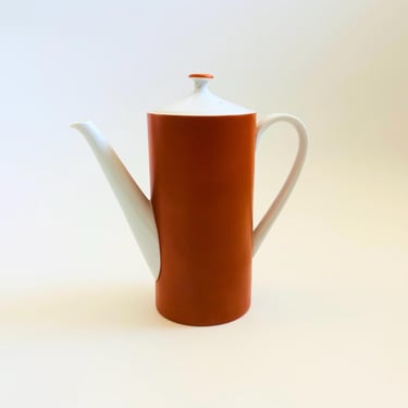 Mid Century Teapot - Burnt Orange and White 
