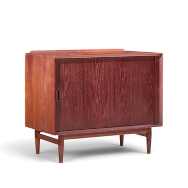 Arne Vodder for Sibast Mid Century Danish Teak Bar Record Cabinet Nightstand - Tambour Door 