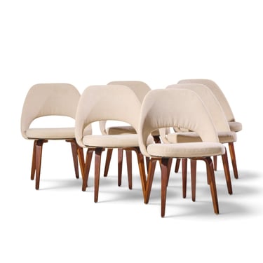 Eero Saarinen for Knoll Mid Century Bentwood Executive Dining Chairs - Set of 6 - mcm 