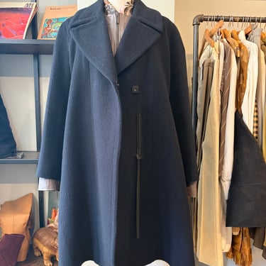 Calvin Klein Collection Navy Wool Blend Coat