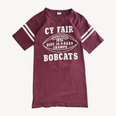 Vintage 1970s Champion CY Fair Bobcats Football T-Shirt (Extra Small) 