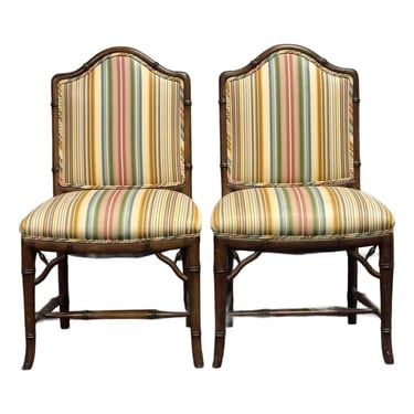 Vintage Hollywood Regency Faux Bamboo Chairs - A Pair 
