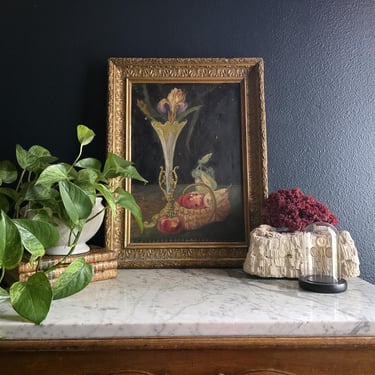 Antique French Moody Still Life Oil Painting - Signed 1919 