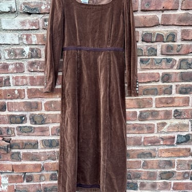 Vintage 1980s 1990s Laura Ashley Chocolate  Velvet Velour Long Sleeve Day Dress US 8 by TimeBa