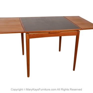 Mid-Century Teak Denmark Flip Top Extendable Game Dining Table 