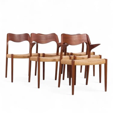 Niels Moller Models 55 and 71 Mid Century Danish and Rope Dining Chairs - Set of 6 - mcm 