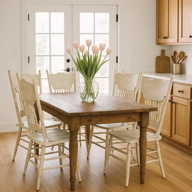 Antique white paint color! set of 4 (four)preassback  set Wood Dining Chairs farm chairs rustic provincial shabby chic farmhouse white chair 