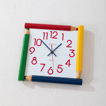 Wall Clock Verichron Color Pencil and Notebook Multicolor 