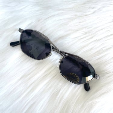 Vintage 90s Dark Silver Decorative Bridge Sunglasses 