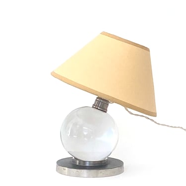 Jacques Adnet Baccarat Crystal and Bronze Table Lamp Art Deco Model 7706