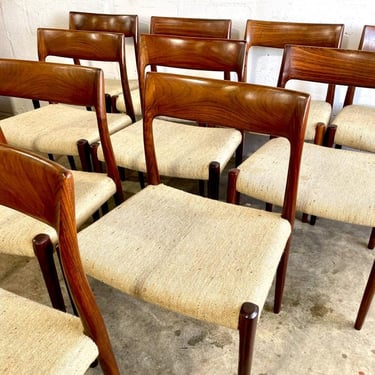 Niels Moller Set of 10 Rosewood Danish Modern Dining Chairs Model 75 