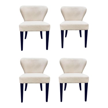 Modern Soft White Boucle Dining Chairs Set of 4.